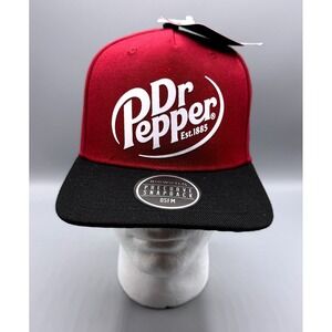 Bioworld Dr Pepper Snapback Hat Burgundy Black Flat Bill Logo Cap